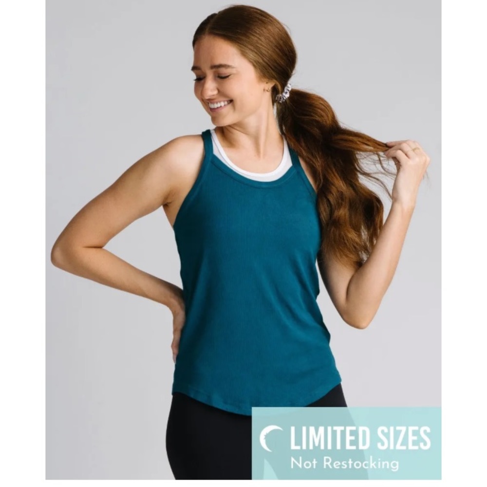 Zyia Aegean Blue Ribbed Daphne Tank size L
